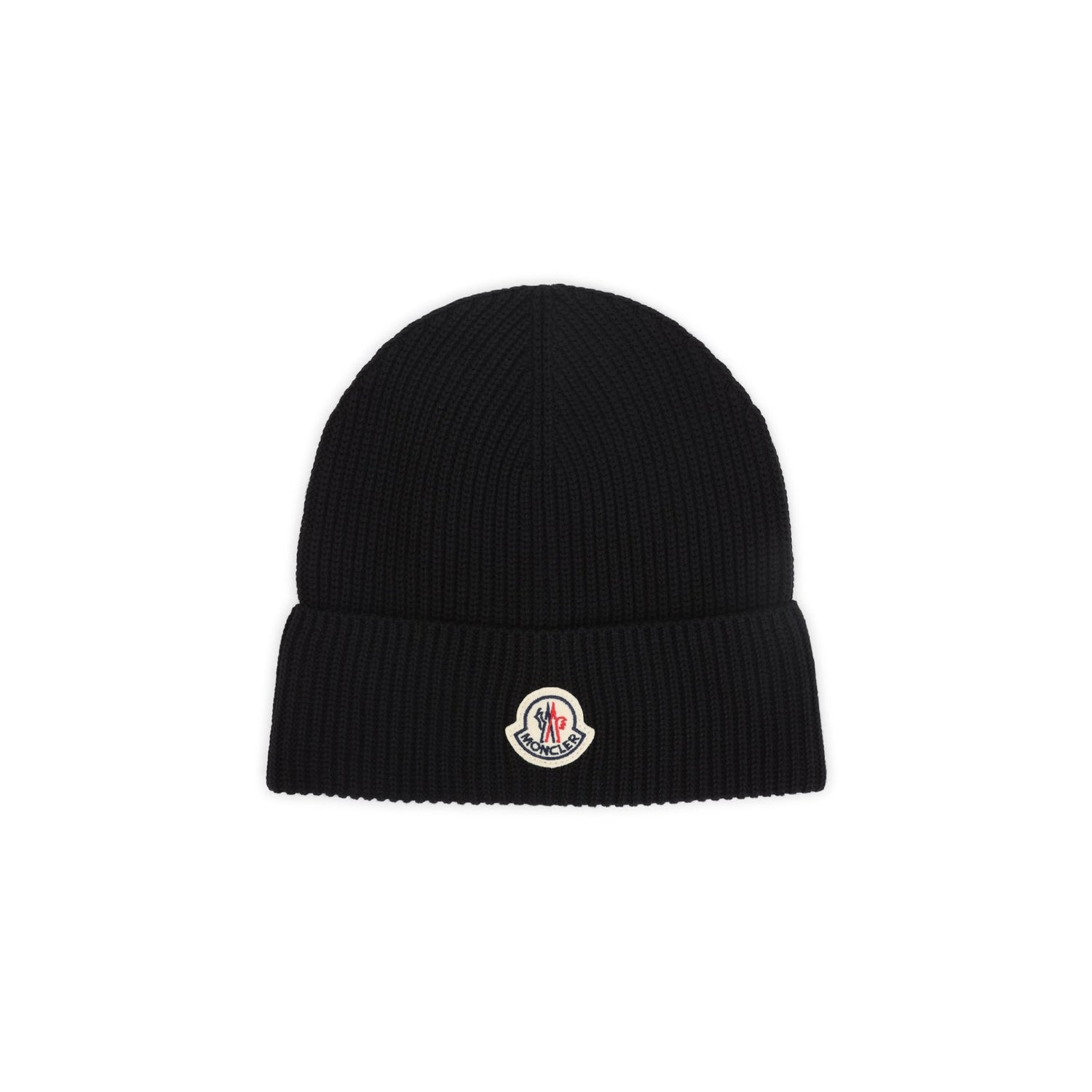 MONCLER Cotton Beanie Hat with Logo Patch