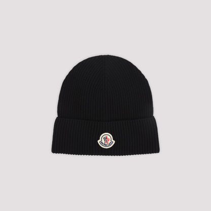 MONCLER Cotton Beanie Hat with Logo Patch