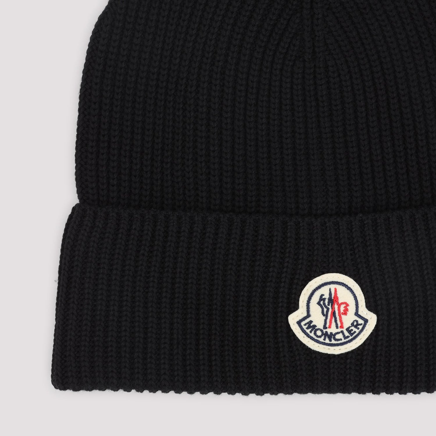 MONCLER Cotton Beanie Hat with Logo Patch