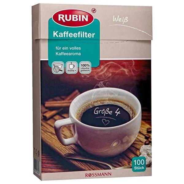 Rubin Coffee Filters No.4 - 100 Count White, Compostable &amp; Chemical-Free
