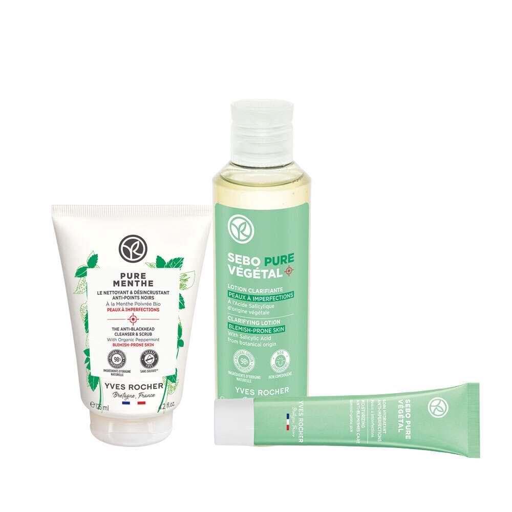 Sebo Pure Vegetal Acne-Prone Skin Care Set - Daily Cleansing Routine with Organic Mint &amp; Botanical Salicylic Acid