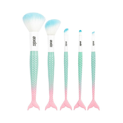 Soda Makeup Brush Set - 5 Piece Mermaid Tail Design for Travel &amp; Daily Use
