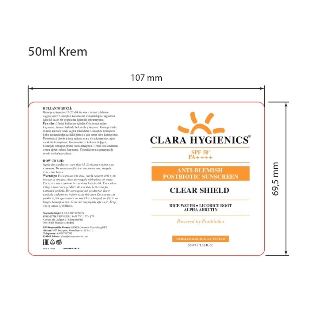 Clara Hygienics Clear Shield SPF 50+ Spot-Shielding Sunscreen 50 ml