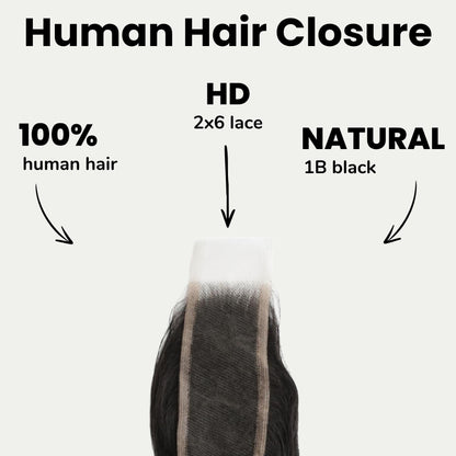 Loose Wave 2x6 HD Lace Human Hair Closure
