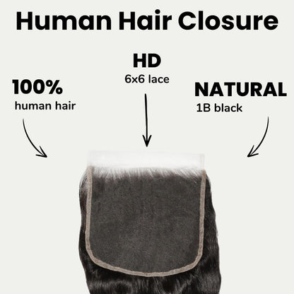 Loose Wave 6x6 HD Lace Human Hair Closure