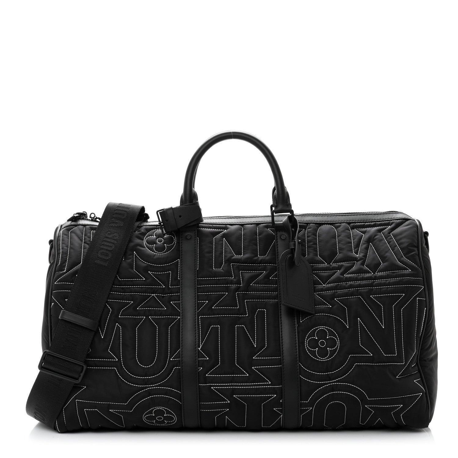 Louis Vuitton Nylon Embroidered Keepall Bandouliere 50 Black