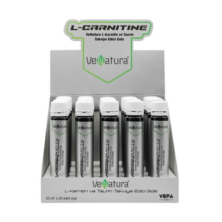 VeNatura L-Carnitine and Taurine Dietary Supplement - Vegan, Gluten-Free, 25 ml x 20 Bottles