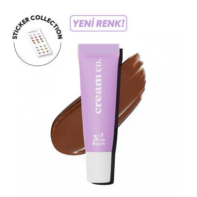 Cream Co. 3 in 1 Lip Balm - Mocha Tinted, Hyaluronic Acid &amp; Ceramide - Moisturizing, Repairing, Vegan