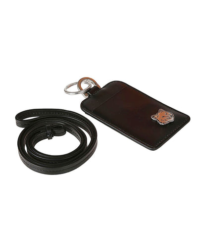 MAISON KITSUNÉ Mini Fox Head Leather Neck Cardholder