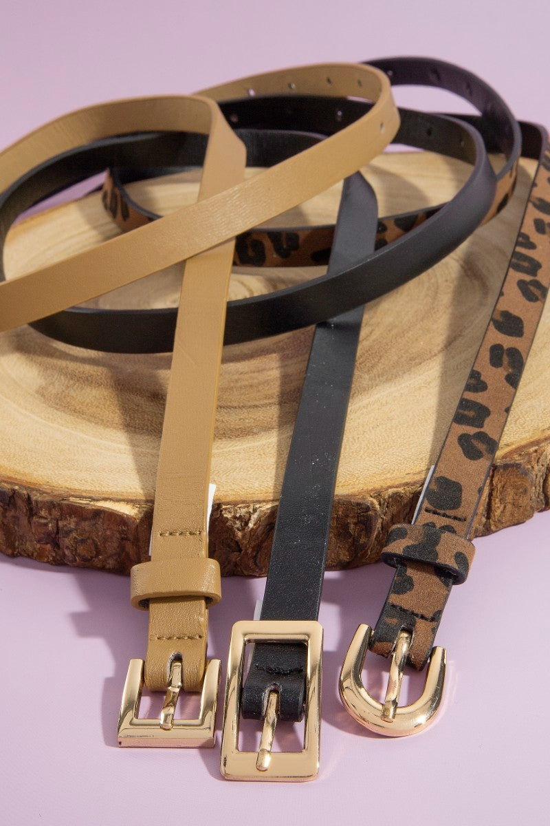Triple Skinny Vegan Leather Belt