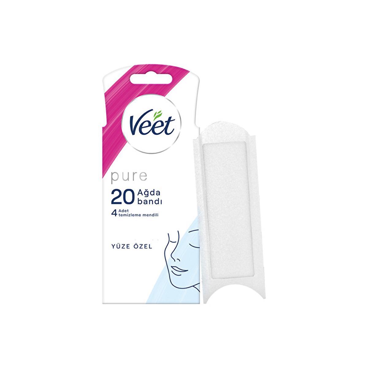 Veet Pure Facial Wax Strips for Sensitive Skin - Hypoallergenic Hair Removal for Face, Easy-Gelwax Technology, 20 Strips &amp; 4 Wipes