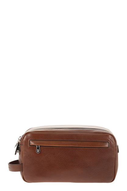 BRUNELLO CUCINELLI Mini Cowhide Beauty Case with Double Zip Closure (W 24 x H 13 x D 12 cm)