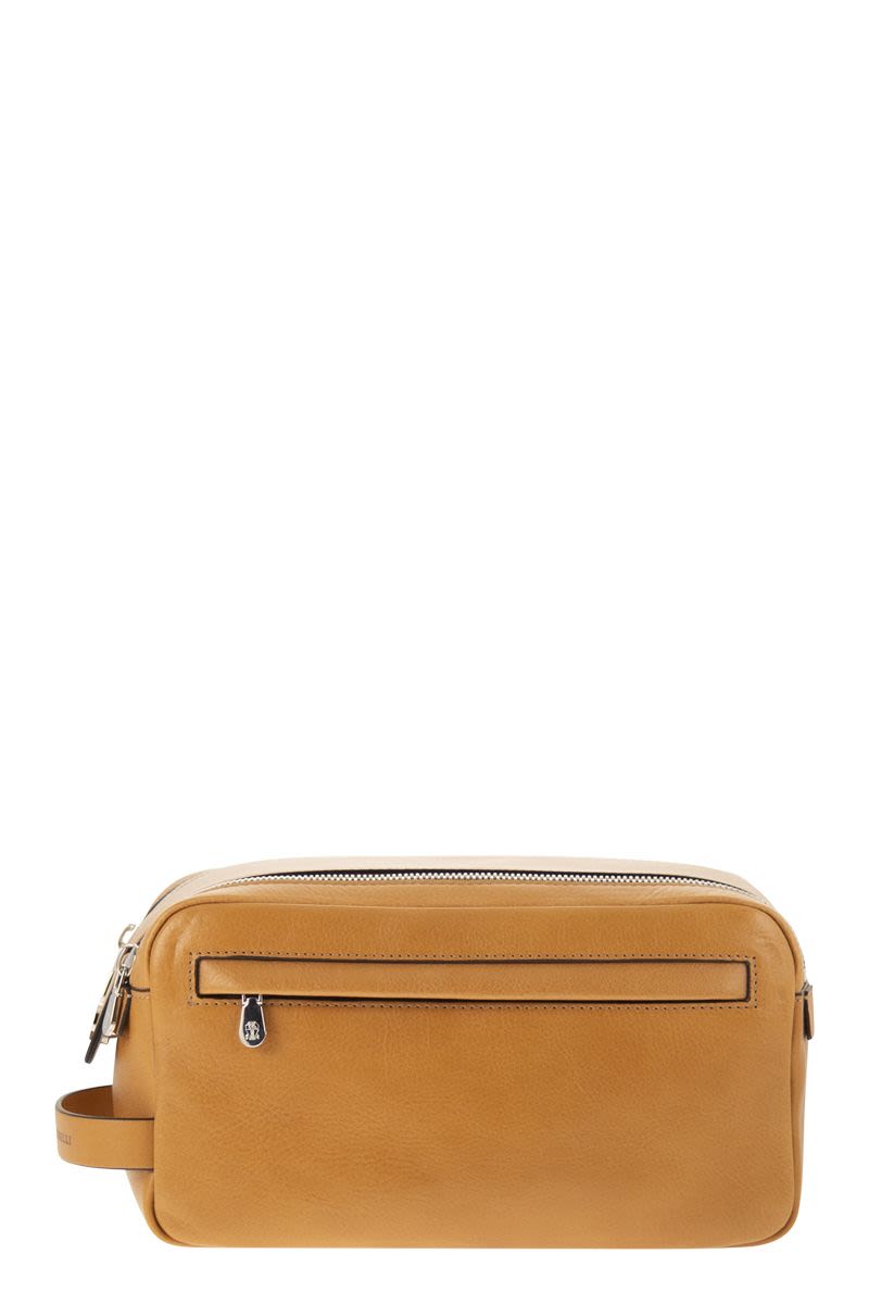 BRUNELLO CUCINELLI Mini Cowhide Beauty Case with Double Zip Closure - Functional Design
