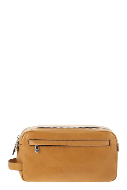 BRUNELLO CUCINELLI Mini Cowhide Beauty Case with Double Zip Closure - Functional Design