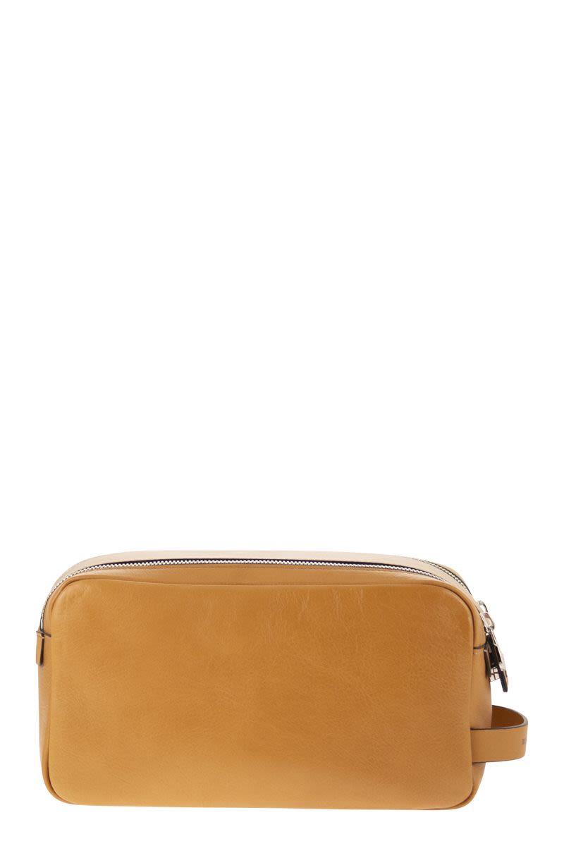 BRUNELLO CUCINELLI Mini Cowhide Beauty Case with Double Zip Closure - Functional Design