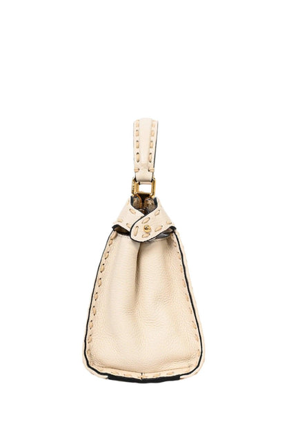 Fendi Cream Leather Astrology Embroidered Canvas Mini Peekaboo Top Handle