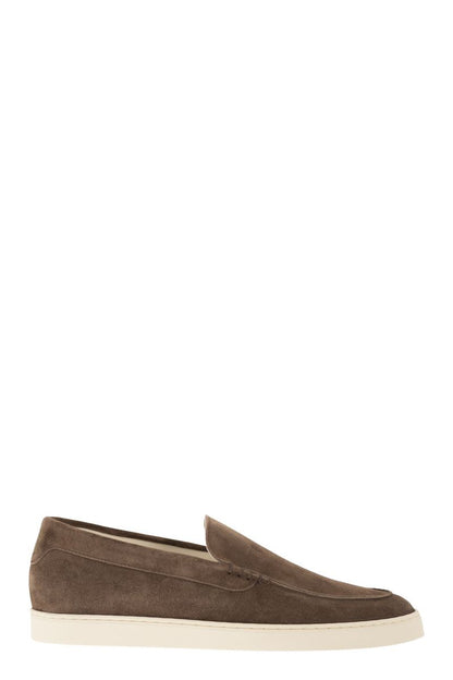 BRUNELLO CUCINELLI Chevron-Effect Suede Moccasin Trainers