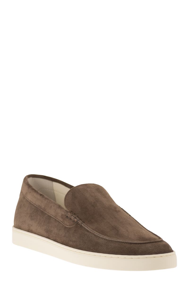 BRUNELLO CUCINELLI Chevron-Effect Suede Moccasin Trainers