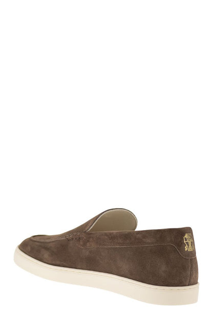 BRUNELLO CUCINELLI Chevron-Effect Suede Moccasin Trainers