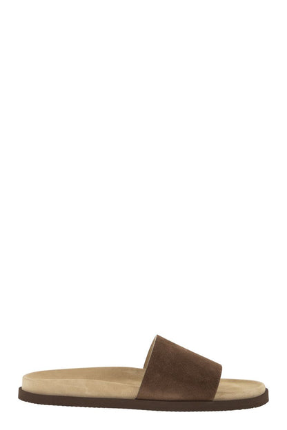 BRUNELLO CUCINELLI Flat Suede Sandals for Men