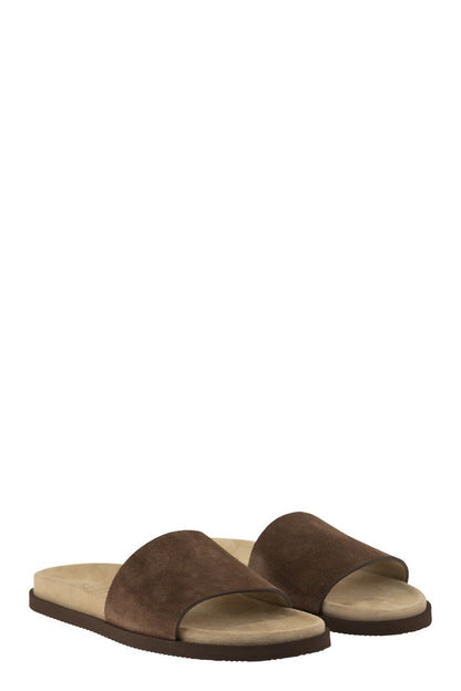 BRUNELLO CUCINELLI Flat Suede Sandals for Men