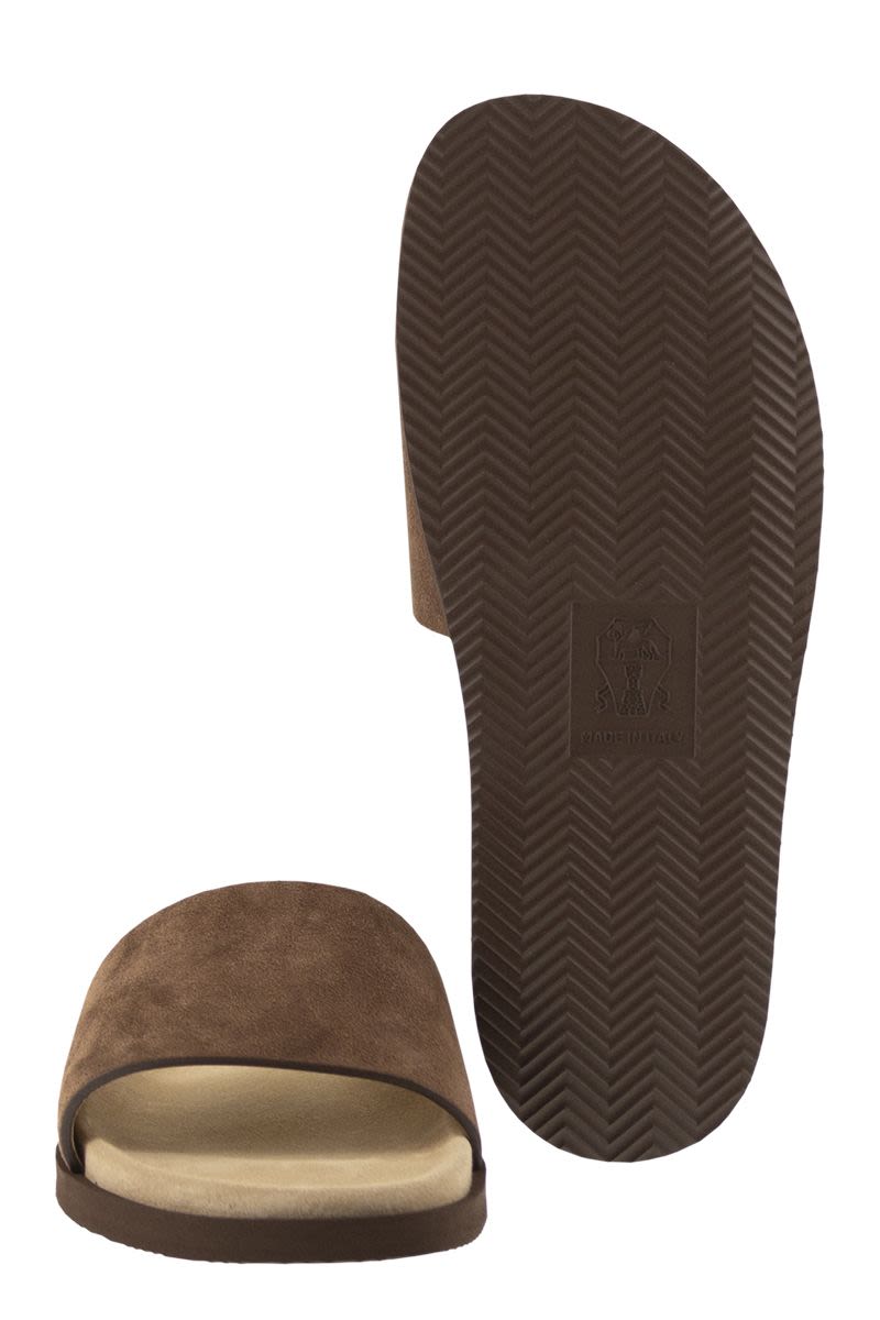 BRUNELLO CUCINELLI Flat Suede Sandals for Men