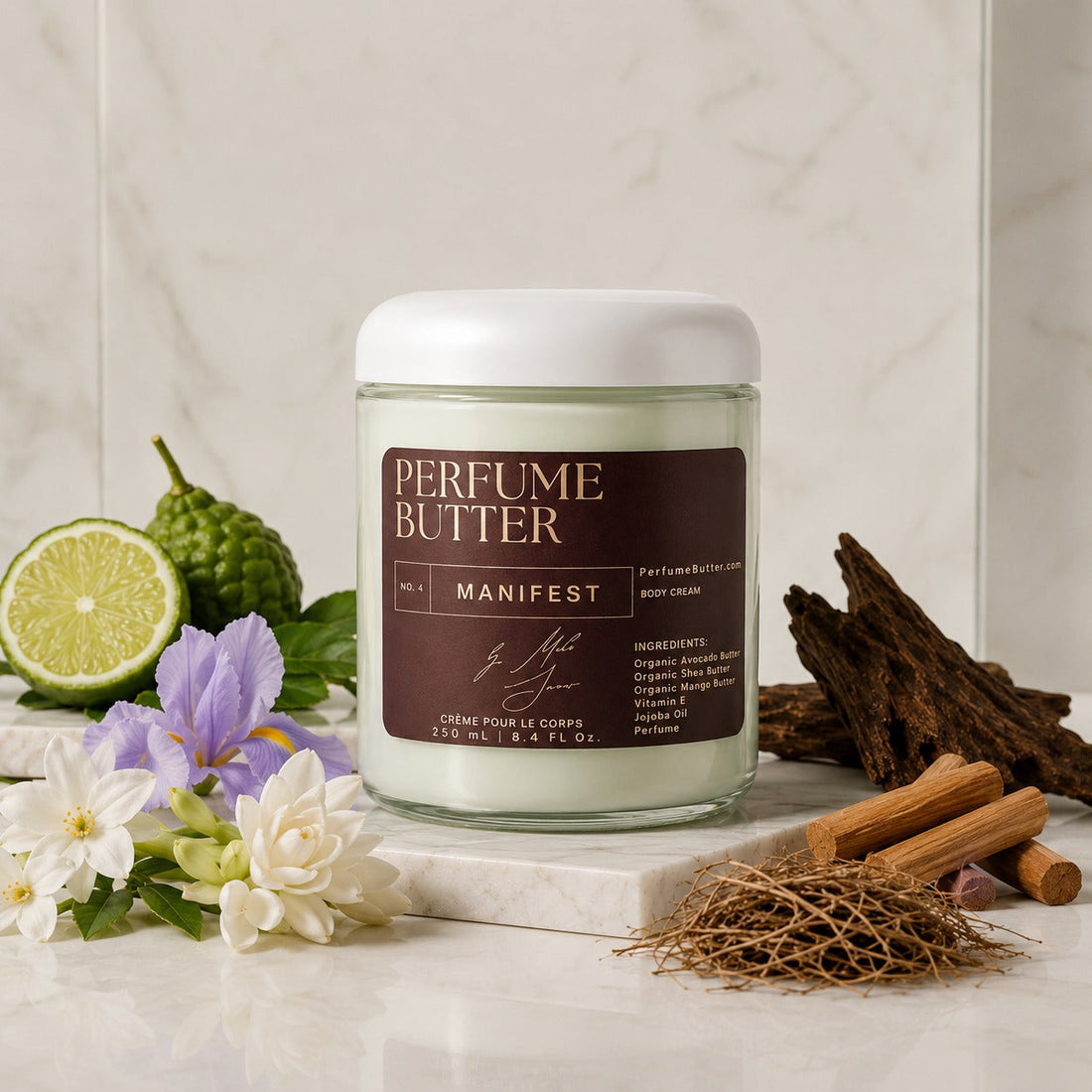 MANIFEST – The Luxury Body Butter Perfume | Jasmine, Oud &amp; Sandalwood Floral-Woody Fragrance | Deep Hydrating Skin Moisturizer | Warm Elegant Scent | Perfume Butter