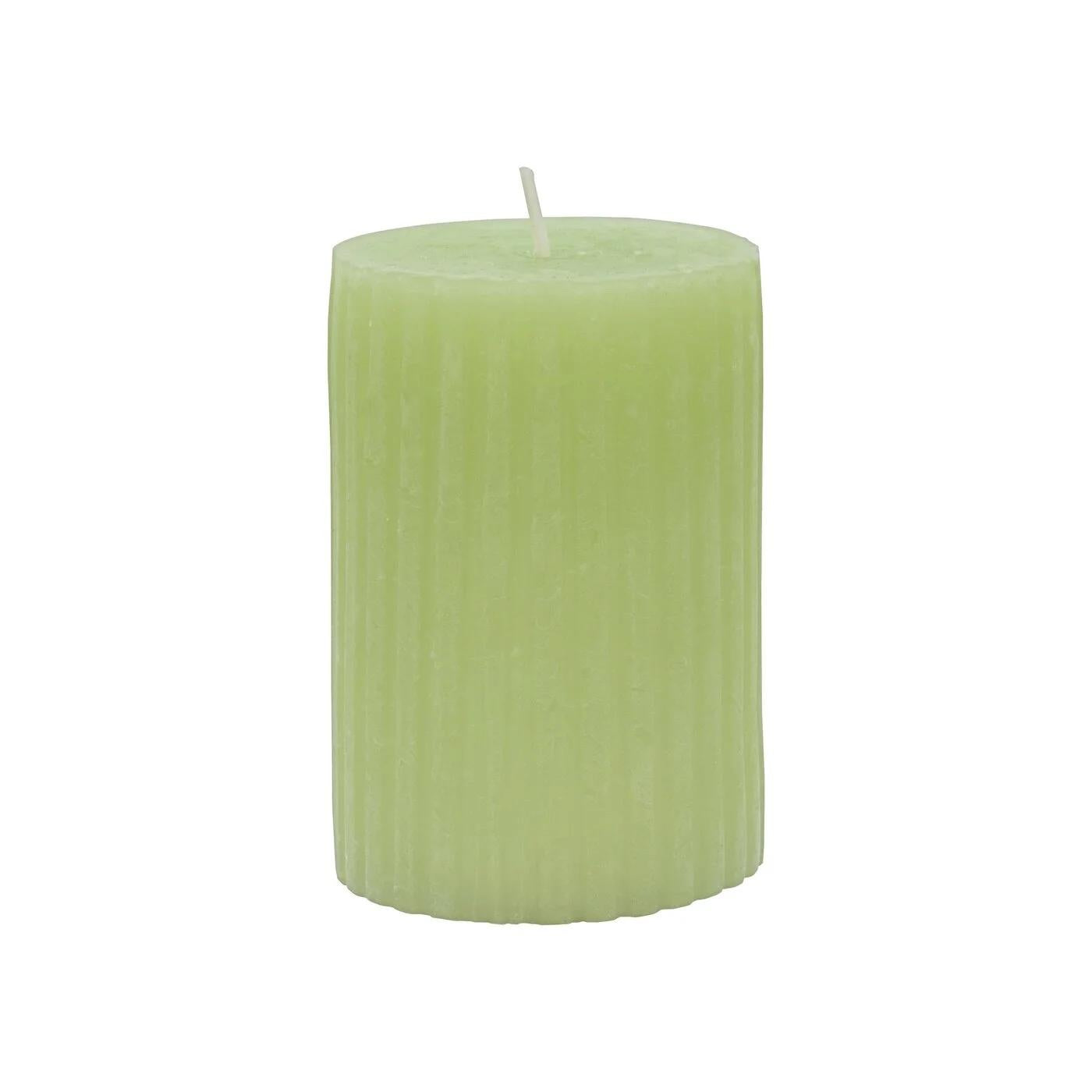Rubin Licht Rustic Ribbed Green Candle for Cozy Home Decor