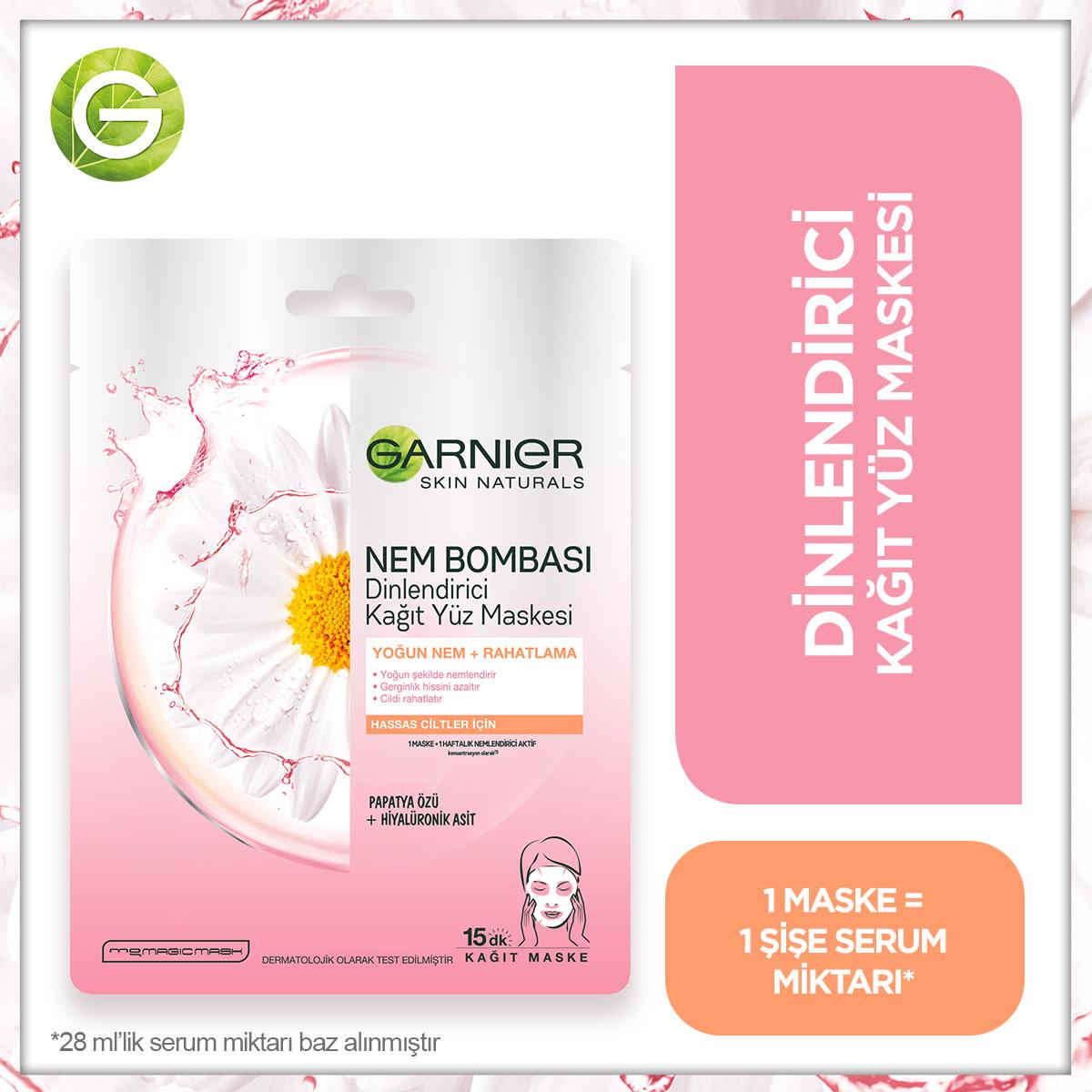 Garnier Chamomile Sheet Mask - Hydrating, Soothing &amp; Relaxing Face Mask for Sensitive Skin