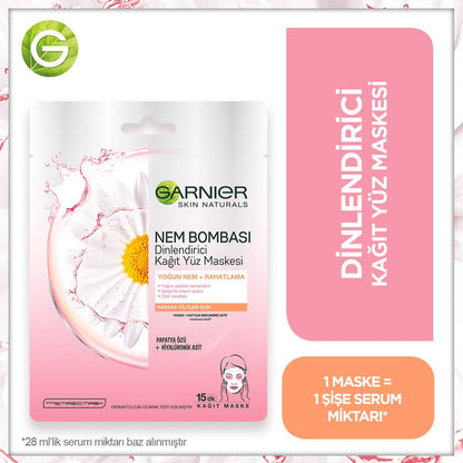 Garnier Chamomile Sheet Mask - Hydrating, Soothing &amp; Relaxing Face Mask for Sensitive Skin