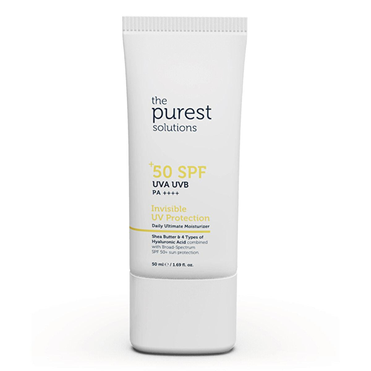 The Purest Solutions UV Protective Moisturizer SPF 50+ - Non-Greasy, Hydrating Sunscreen for Daily Use with Hyaluronic Acid &amp; Shea Butter