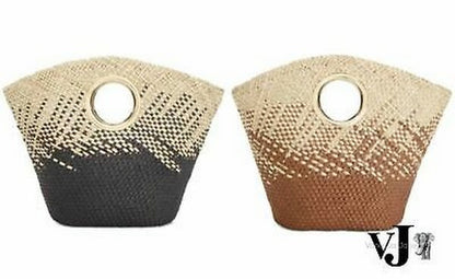 Inc Straw Two-Tone Large Straw Bag Summer Beach Tote Bag