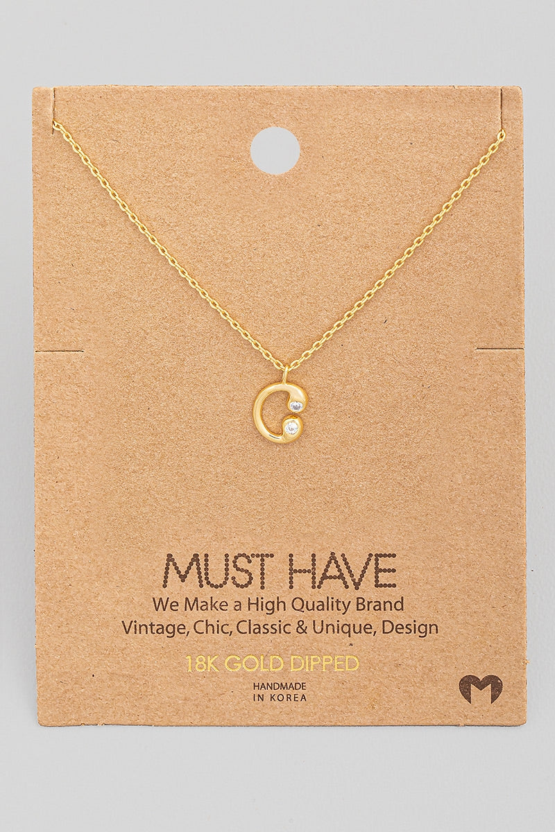 Initial Stone Pendant Necklace