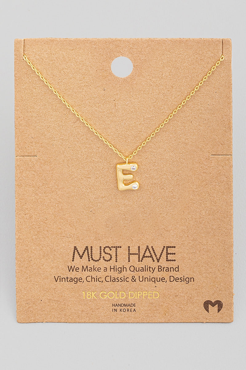 Initial Stone Pendant Necklace
