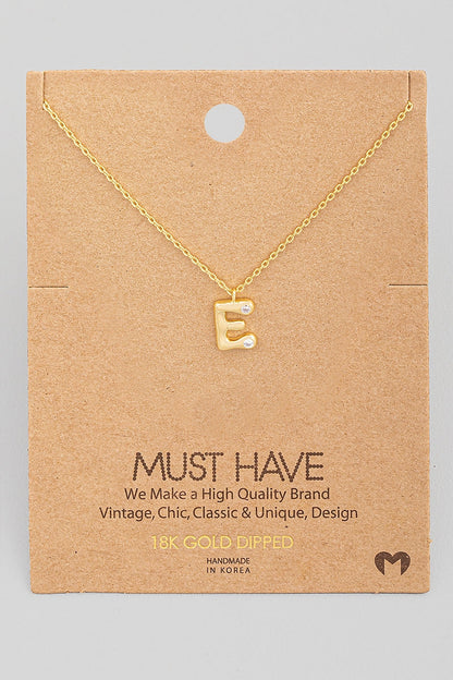 Initial Stone Pendant Necklace