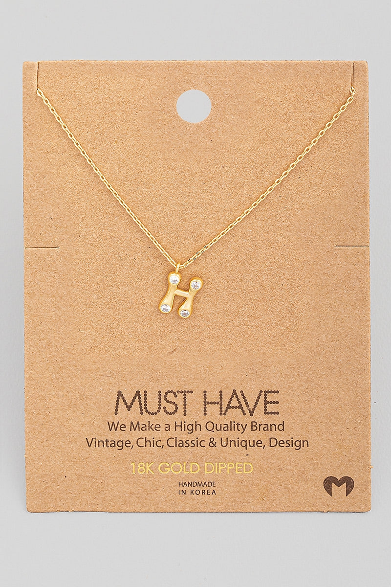 Initial Stone Pendant Necklace