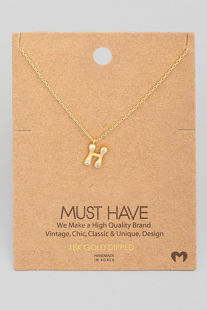 Initial Stone Pendant Necklace