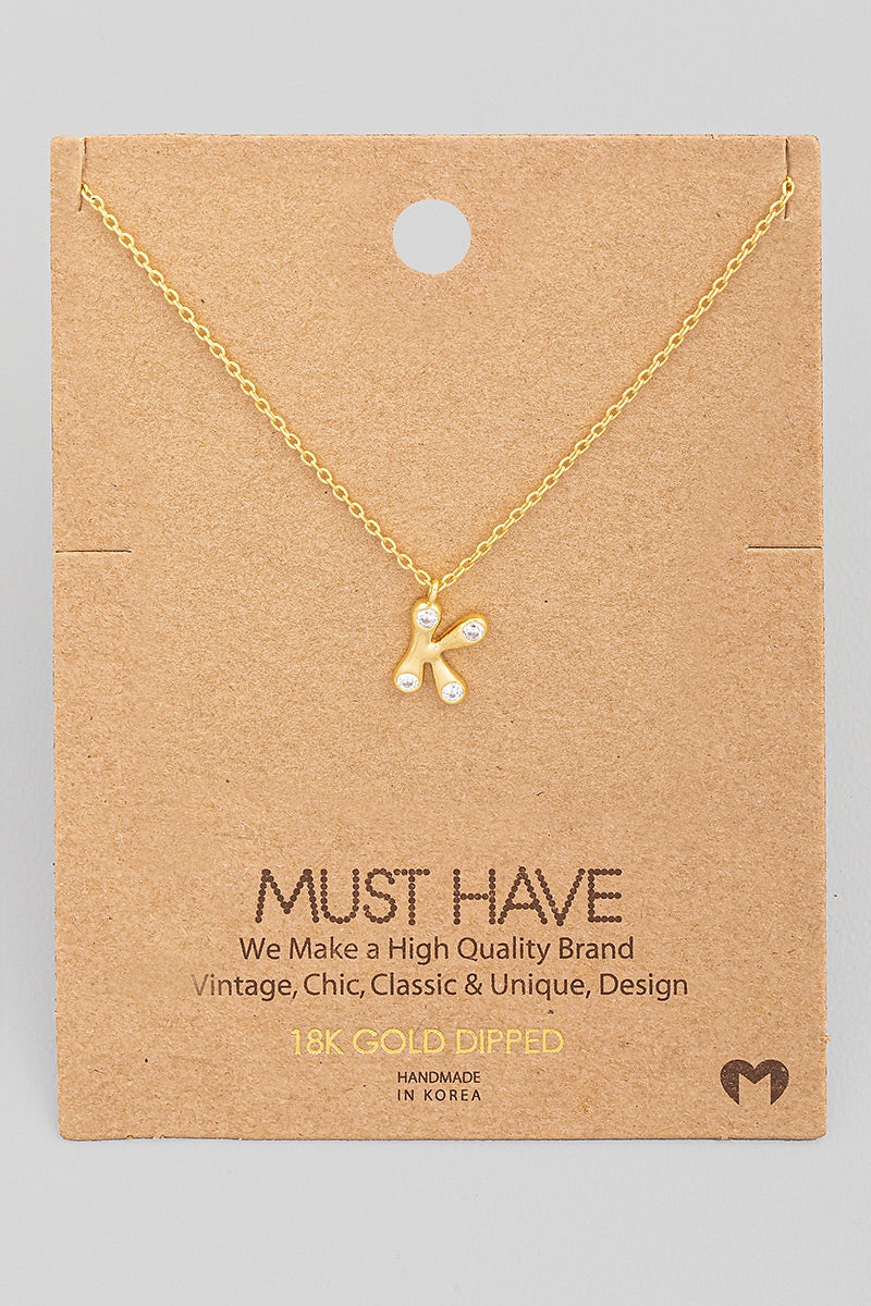 Initial Stone Pendant Necklace