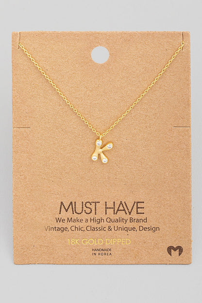Initial Stone Pendant Necklace