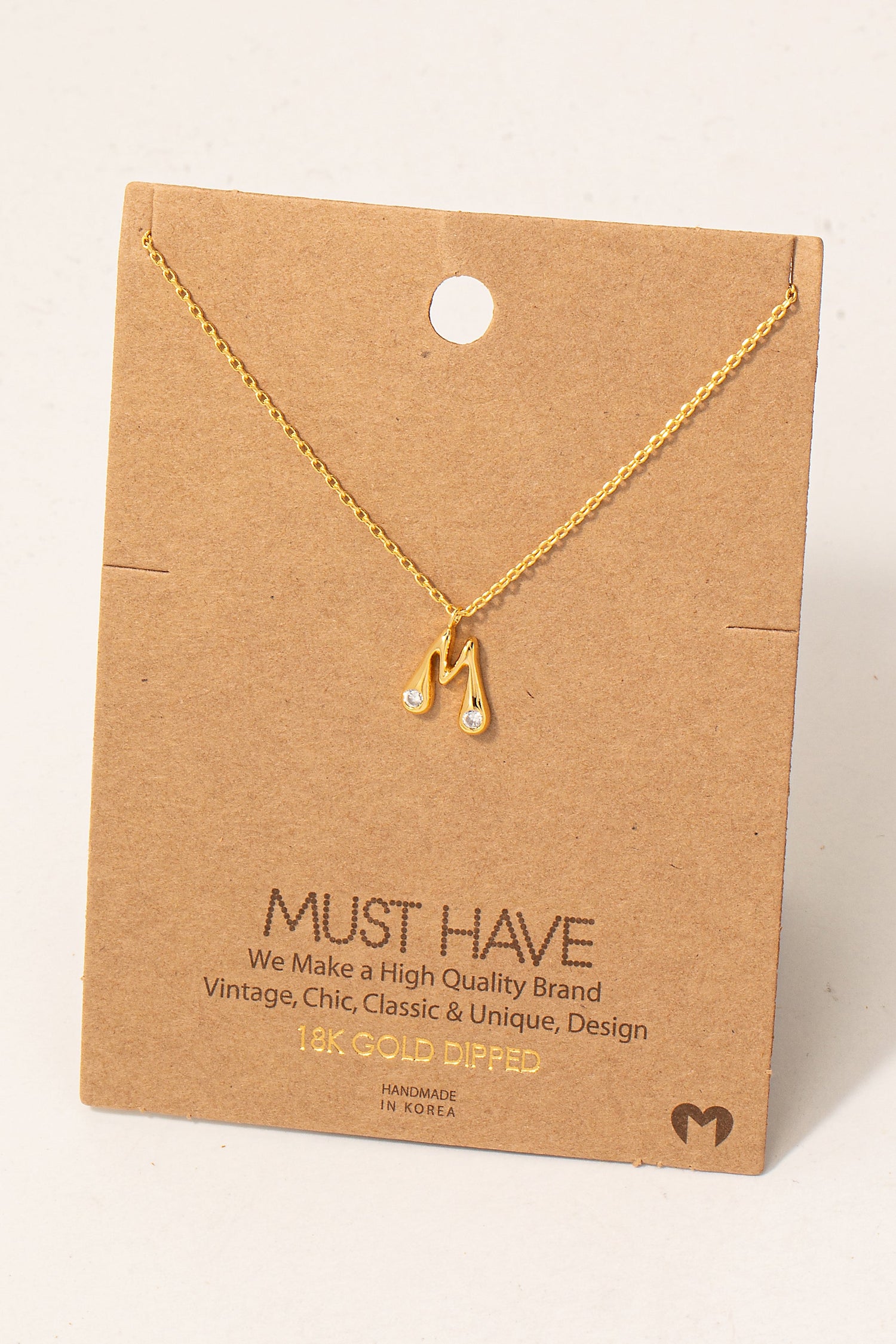 Initial Stone Pendant Necklace