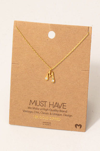 Initial Stone Pendant Necklace