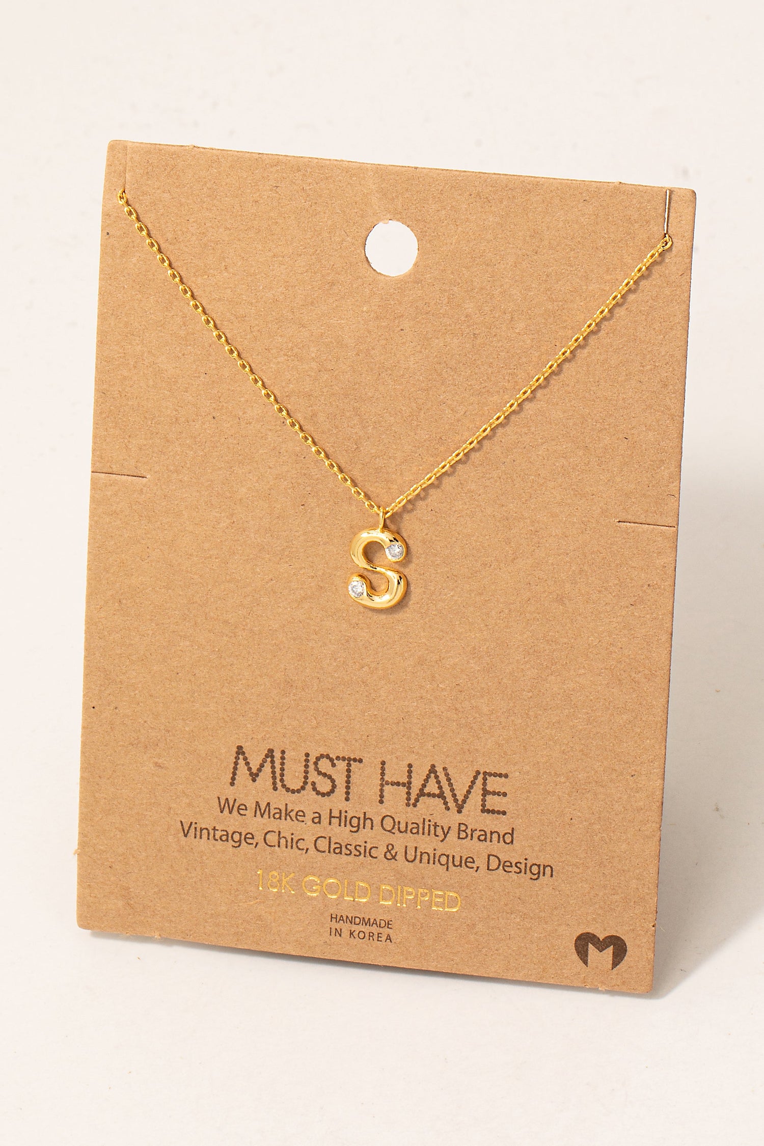 Initial Stone Pendant Necklace