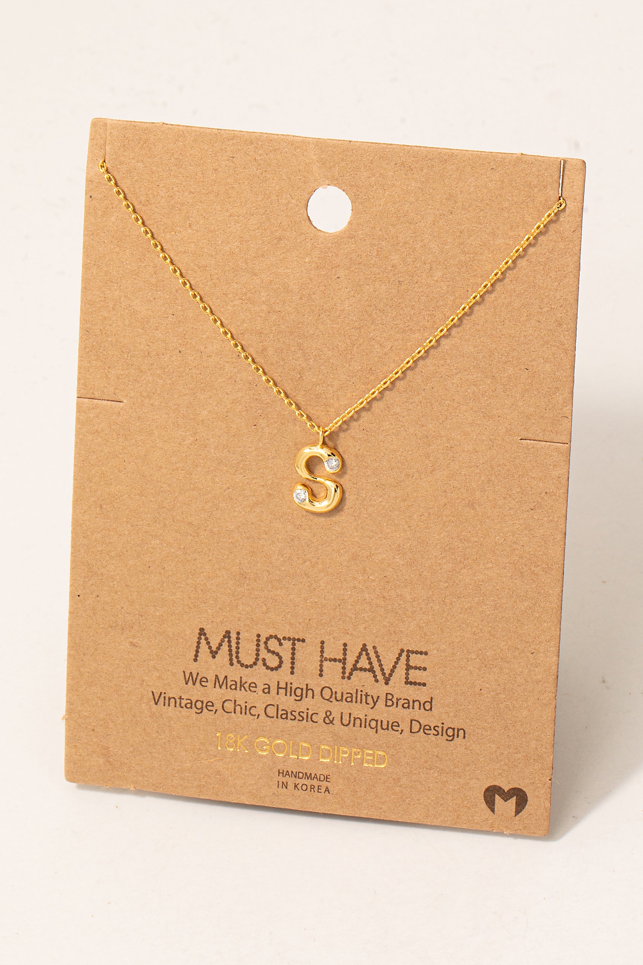 Initial Stone Pendant Necklace