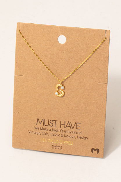 Initial Stone Pendant Necklace