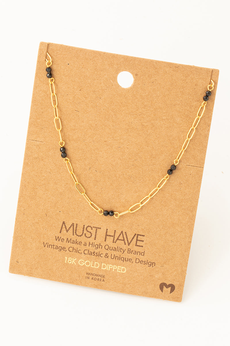 Dainty Chain Link Bead Station Necklace