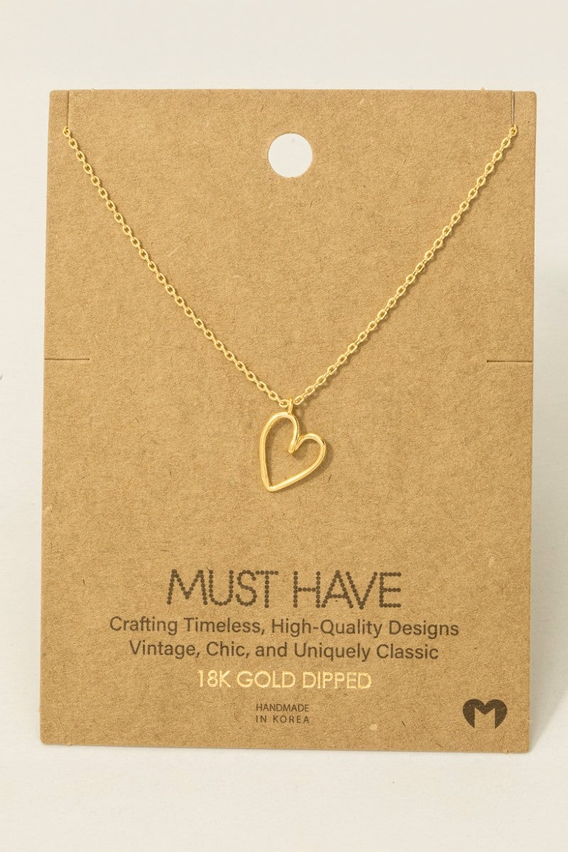 Gold Dipped Wire Heart Pendant Necklace