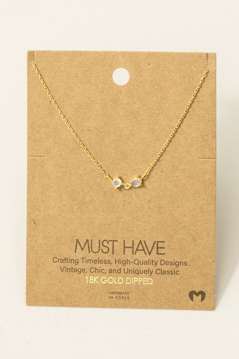 Gold Dipped Circle And Teardrop Cz Pendant Necklace: Gold