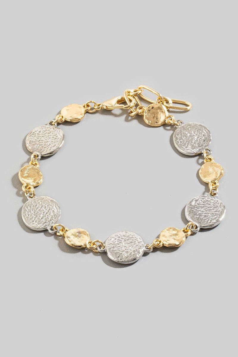 Metallic Hammered Coins Chain Bracelet