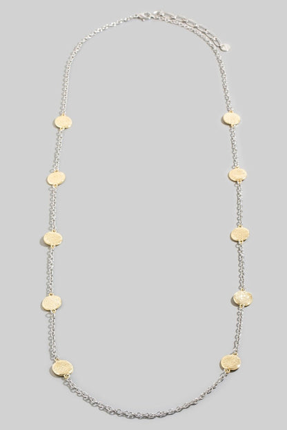 Textured Station Coins Long Chain Necklace