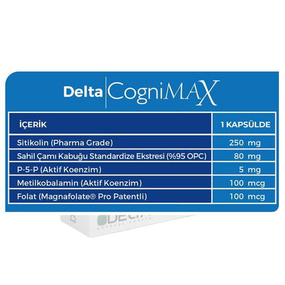Delta Cognimax: Advanced Brain Health Supplement | Boost Memory, Focus &amp; Cognitive Function with Citicoline, Pine Bark Extract, B Vitamins